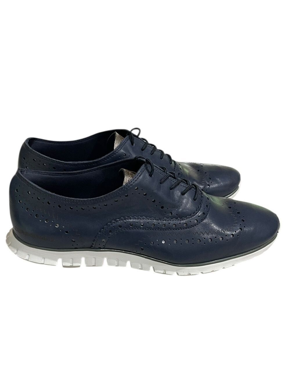 Cole Haan Zerogrand Leather Wingtip Oxford Sneaker Hybrid Womenâs Sz 8 Blue